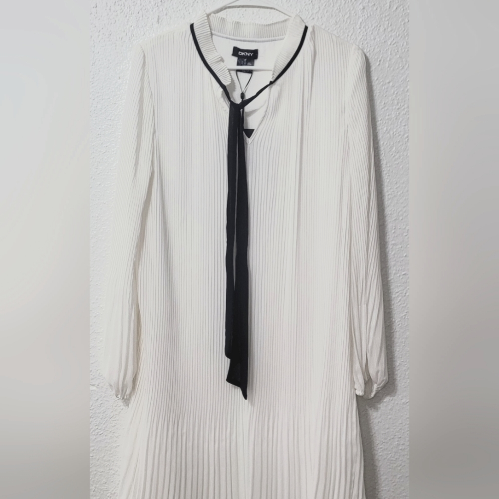 DKNY long sleeve white dress